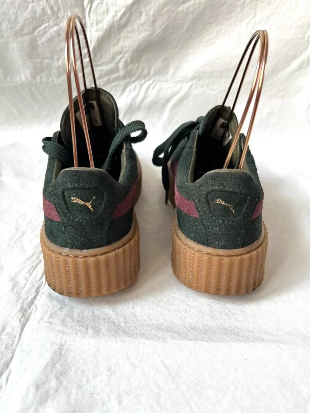 Puma x Fenty Rihanna suede creepers womens 8 dark green suede platform sneaker